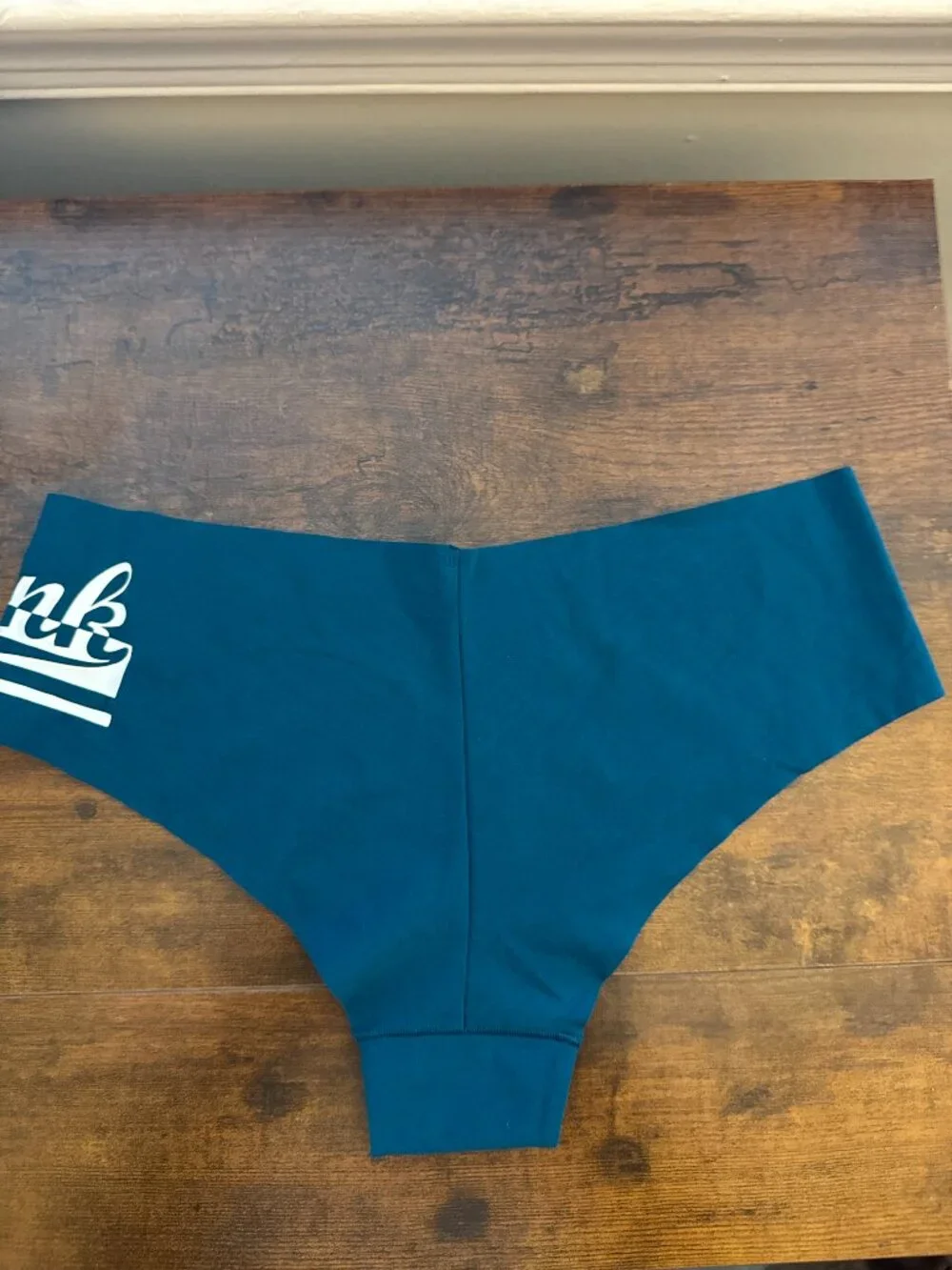 PINK Victoria's Secret Teal Seamless Hipster Panty with White Logo